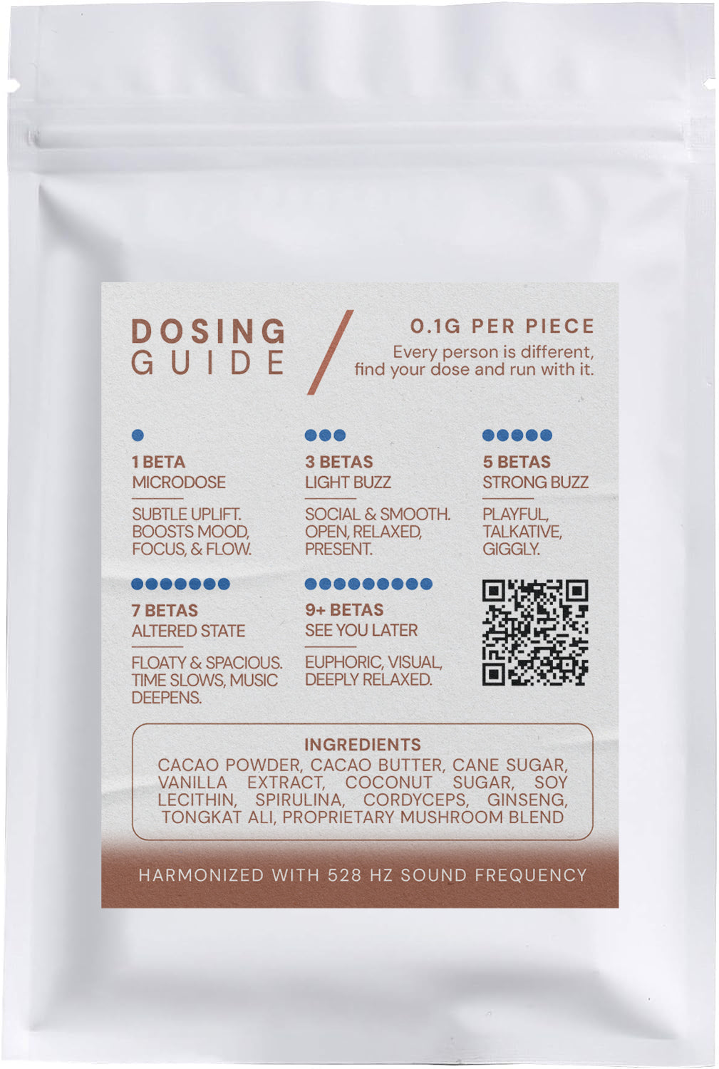 Bitter Half pouch back — dosing guide and ingredients